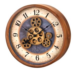Gears+in+Motion+Wood+Wall+Clock