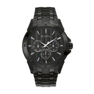 Mens+Black+Ion-Plated+Stainless+Steel+Watch+Black+Dial