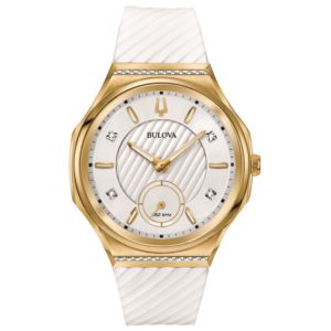 Ladies+CURV+White+%26+Gold+Diamond+Watch+White%2FSilver+Dial