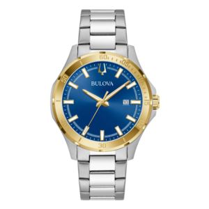 Mens+Corporate+Collection+Gold+%26+Silver-Tone+Stainless+Steel+Watch+Blue+Dial