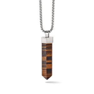 Mens+Precisionist+Tiger%27s+Eye+Pendant+Necklace