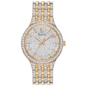 Mens+Phantom+2-Tone+Swarovski+Crystal+Paved+Watch
