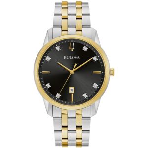 Mens+Sutton+Silver+%26+Gold+Crystal+Stainless+Steel+Watch+Black+Dial