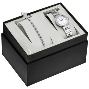 Ladies+Swarovski+Crystal+SS+Watch+%26+Tennis+Bracelet+Set