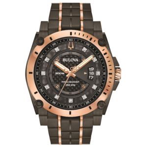Mens+Precisionist+Gry+%26+Rse+Gld+Diamond+Watch+Blk%2FGry+Dial