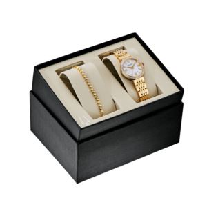 Ladies+Crystal+Gold-Tone+Watch+%26+Bolo+Bracelet+Box+Set