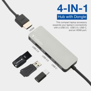 Verbatim+4-in-1+USB+C+Hub+Adapter+with+4K+HDMI
