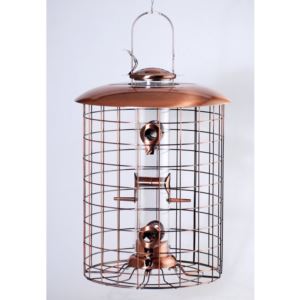 Brushed+Copper+Caged+6-Port+Seed+Feeder