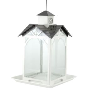 Metal+and+Glass+Stable+Feeder%2C+white