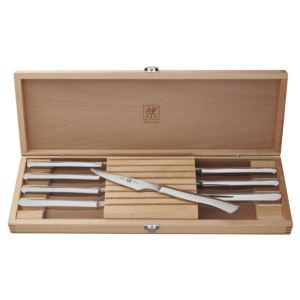 8pc+SSteel+Serrated+Steak+Knife+Set+w%2F+Wood+Gift+Box