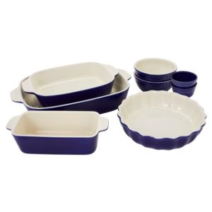 8pc+Ceramic+Mixed+Bakeware+%26+Serving+Set+Dark+Blue