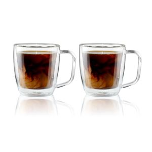 2pc+Cafe+Roma+Double+Wall+12oz+Glass+Coffee+Mug+Set