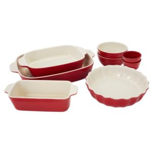 8pc+Ceramic+Bakeware+%26+Serving+Set+Cherry+Red