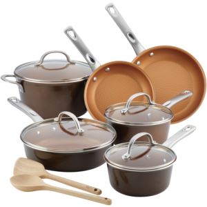 Home+Collection+12pc+Aluminum+Cookware+Set+Brown+Sugar