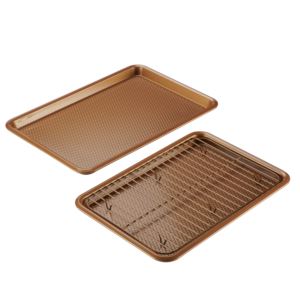 3pc+Bakeware+Set+Copper+-+2+Cookie+Pans+w%2F+Cooling+Rack