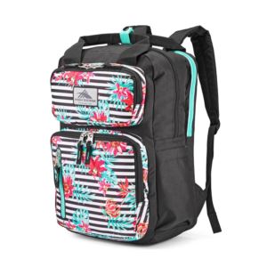 Mindie+Backpack+Tropical+Stripe%2FBlack%2FAquamarine