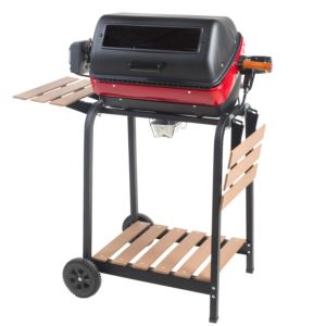 Deluxe+Electric+Cart+w%2FWood+Bottom+Shelf
