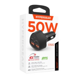 HyperGear+SpeedBoost+50W+Quad+Car+Charger+with+Dual+25W+USB-C+PD%2FPPS