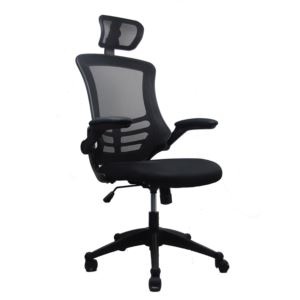 Techni+Mobili+High-Back+Mesh+Office+Chair+with+Flip-Up+Arms%2C+Black