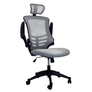 Techni+Mobili+High-Back+Mesh+Office+Chair+with+Flip-Up+Arms%2C+Silver+Grey