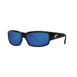 Caballito+Shiny+Black+Sunglasses+w%2F+Polarized+580P+Blue+Mirror+Lens