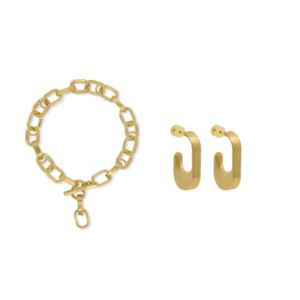 Manhattan+Link+Bracelet+and+Huggie+Earrings