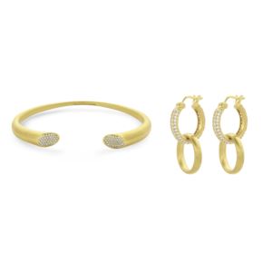 Pave+Cuff+Bracelet+and+Huggie+Hoops