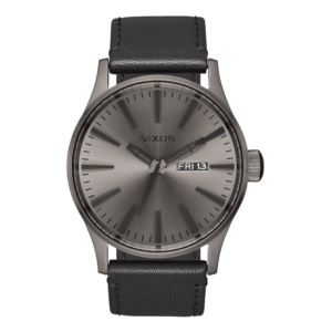 Mens+Sentry+Leather+Gunmetal+%26+Black+Watch+Gunmetal+Dial