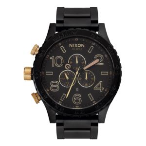 Mens+51-30+Chrono+Gold+%26+Matte+Black+Stainless+Steel+Watch+Black+Dial
