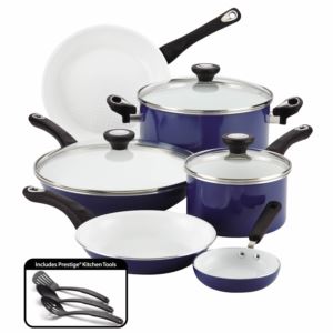 12pc+Purecook+Ceramic+Nonstick+Cookware+Blue