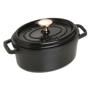 1qt+Cast+Iron+Oval+Cocotte+Matte+Black