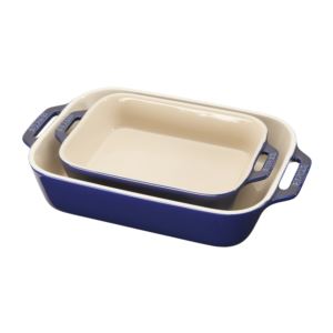 Ceramic+2pc+Rectangular+Baking+Dish+Set+Dark+Blue