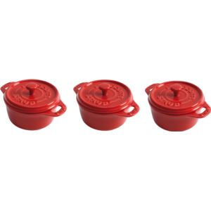 3pc+Ceramic+Mini+Cocotte+Set+Cherry
