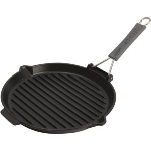 10%22+Cast+Iron+Round+Folding+Grill+Matte+Black