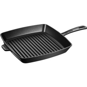 12%22+Cast+Iron+Square+Grill+Pan+Matte+Black