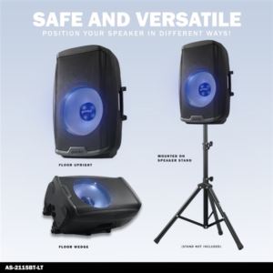 Gemini+AS-2115BT-LT-PK+15%22+Active+LED+Bluetooth+Loudspeaker+with+Stand