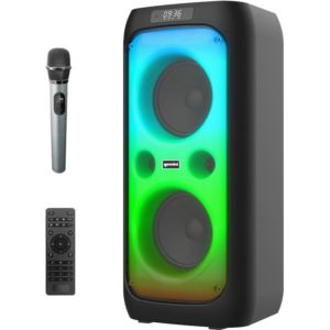 Dual+6.5%22+Portable+Bluetooth+Boombox+with+LED+Party+Lighting