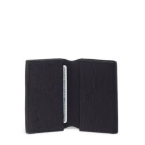 Nassau+Double+Gusseted+Card+Case+-+Black+Embossed+Leather