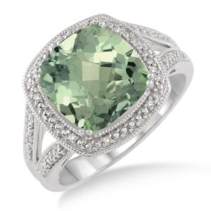 Green+Amethyst+%26+Diamond+Ring+Size+9
