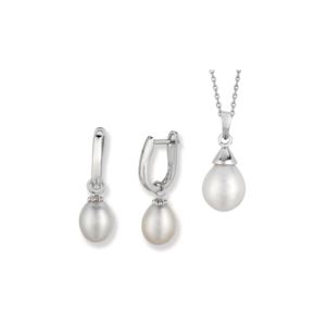 Pearl+Teardrop+Earring+%26+Necklace+Set