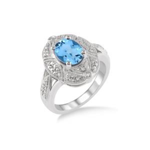 Blue+Topaz+%26+Diamond+Ring+Size+8