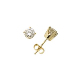 14k+Yellow+Gold+Diamond+Solitaire+Earrings+.50twt