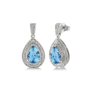 Blue+Topaz+%26+Diamond+Earrings