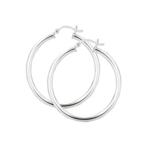 Sterling+Silver+3x20mm+Hoop+Earrings