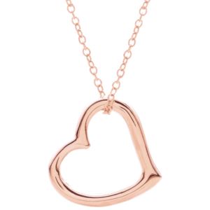 Floating+Heart+Sterling+Silver+Necklace+Rose+Gold