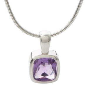 Purple+Amethyst+Necklace+w%2F+Stainless+Steel+Chain