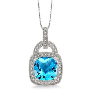 Blue+Topaz+Diamond+Necklace