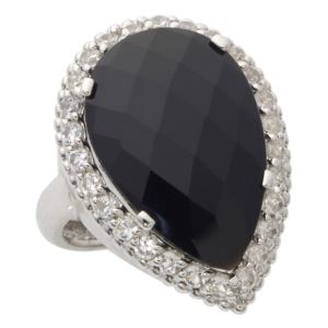 Black+Onyx+%26+White+Sapphire+Ring+Size+6