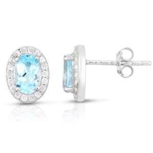 Oval+Blue+%26+White+Topaz+Earrings