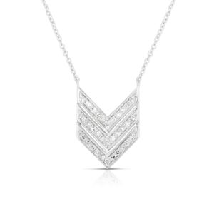 Diamond+Sterling+Silver+Triple+V+Necklace